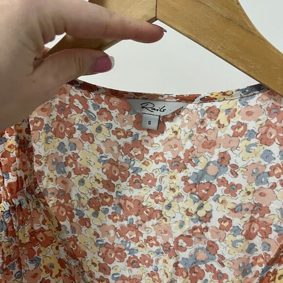 Rails Pink Floral Print V Neck Midi Dress Size Small - Picture 4 of 6